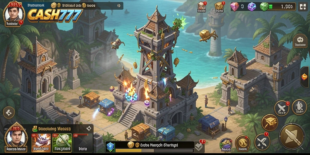 Tampilan seru gameplay Tower Defense CASH777 dengan strategi menara.