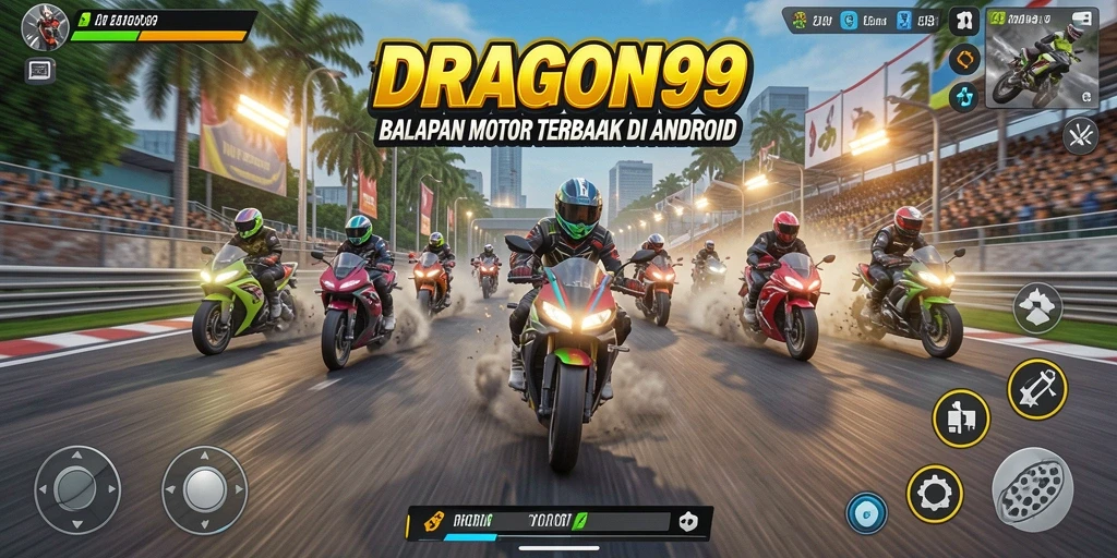 Tangkapan layar gameplay <strong>DRAGON99</strong> saat balapan motor menyuguhkan aksi kecepatan yang mendebarkan.