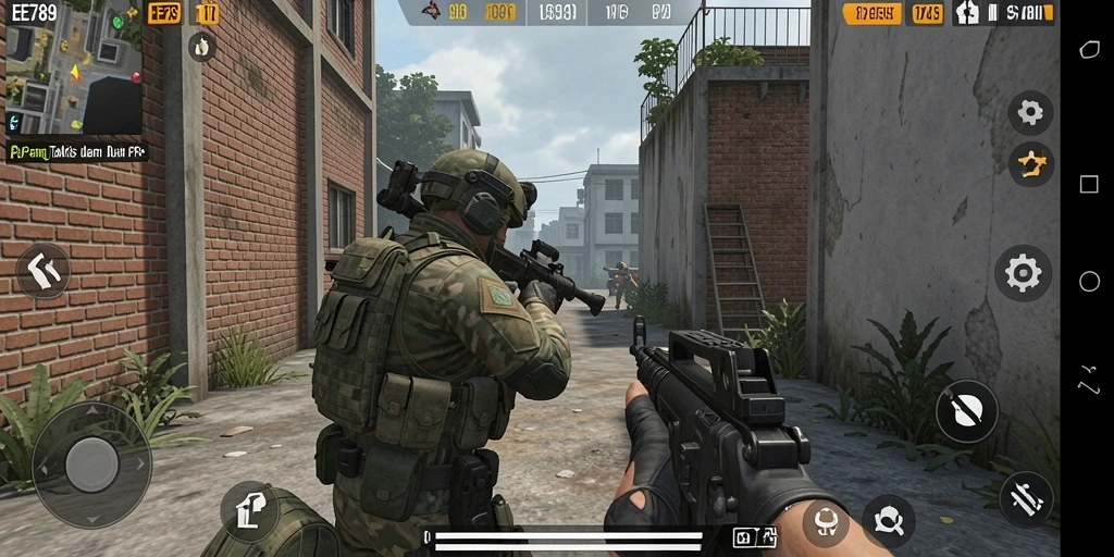 Tangkapan layar gameplay EE789 menunjukkan aksi tempur yang mendebarkan.