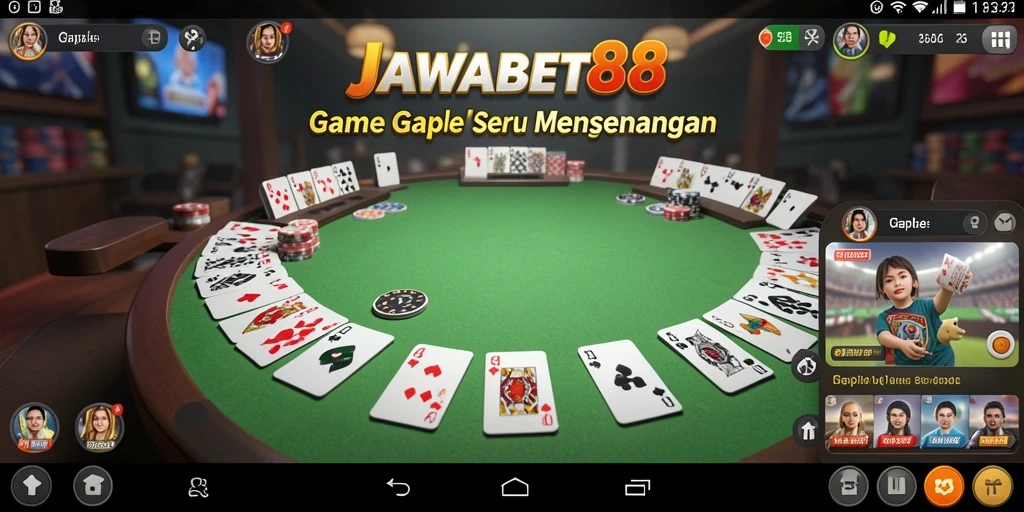 Tampilan menarik dari gameplay Gaple di JAWABET88.