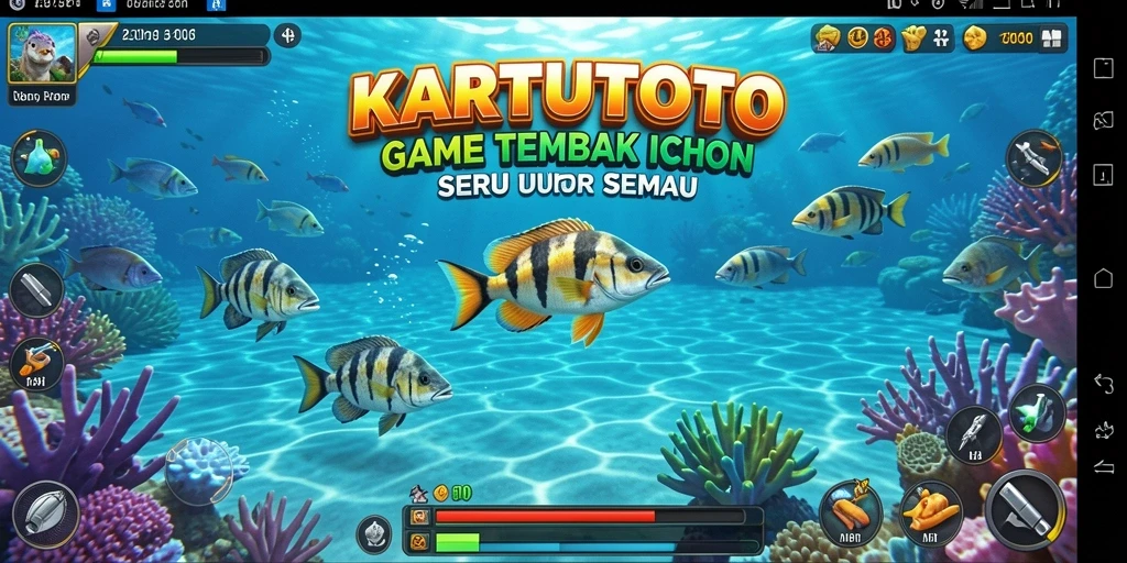 Tampilan gameplay menarik dalam KARTUTOTO saat menembak ikan.