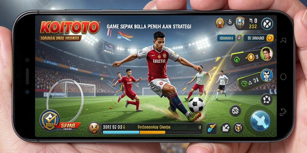 Tampilan gameplay KOITOTO dengan aksi sepak bola yang mendebarkan.