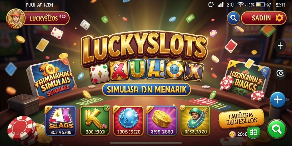 Screenshot gameplay LUCKYSLOTS menampilkan mesin slot yang menyenangkan dan interaktif.