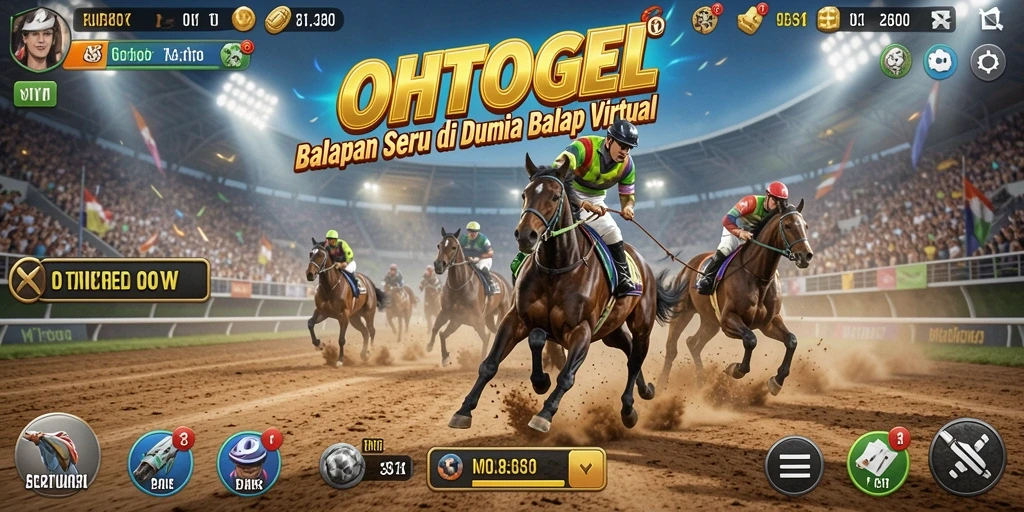 Screenshot permainan OHTOGEL menampilkan aksi balapan yang mendebarkan.