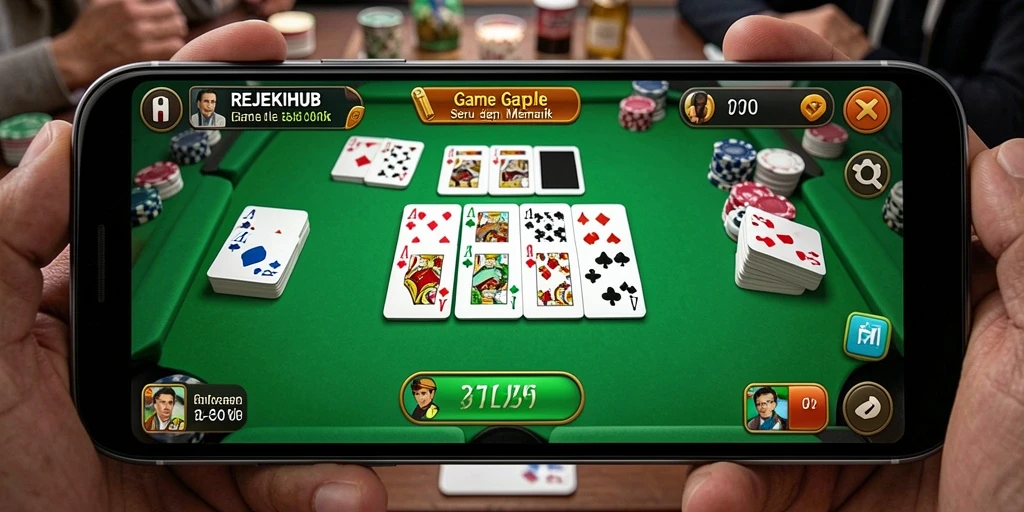 Screenshot gameplay REJEKIHUB yang menunjukkan keseruan permainan Gaple.