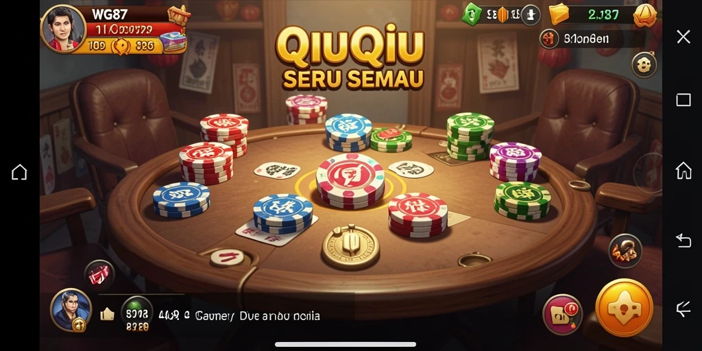 Screenshot gameplay WG87 menunjukkan serunya permainan QiuQiu.