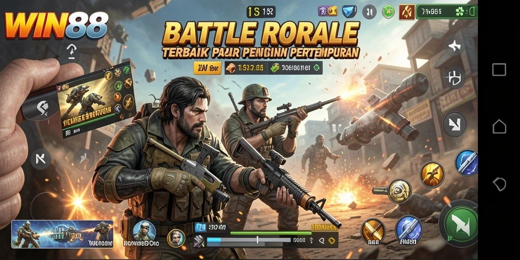 Screenshot WIN88 menampilkan serunya pertempuran Battle Royale.