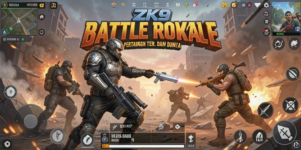 Gameplay seru ZK9 dengan aksi pertarungan Battle Royale yang mendebarkan.